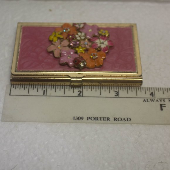 Floral Enamel Rhinestone Personal Business Card Holder - Picture 6 of 7